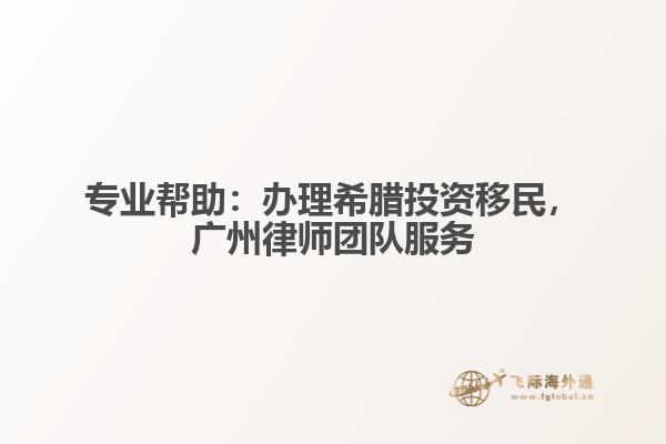 专业帮助：办理希腊投资移民，广州律师团队服务