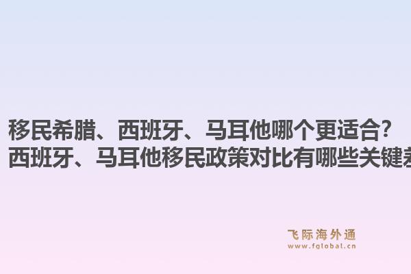 移民希腊、西班牙、马耳他哪个更适合?希腊、西班牙、马耳他移民政策对比有哪些关键差异?1.jpg