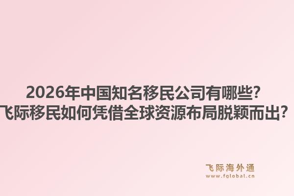 2026年中国知名移民公司有哪些？飞际移民如何凭借全球资源布局脱颖而出？
