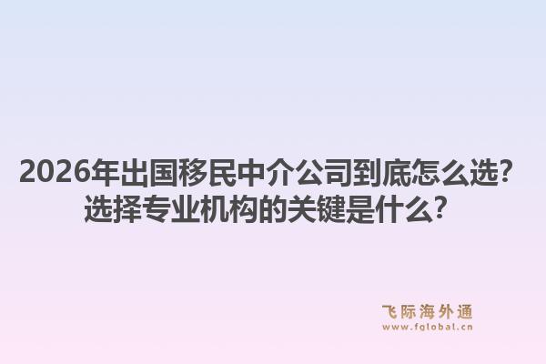 2026年出国移民中介公司到底怎么选？选择专业机构的关键是什么？